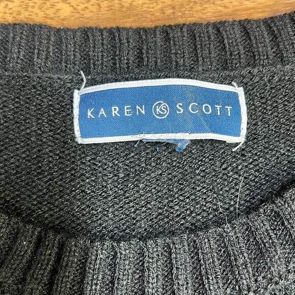 Karen Scott New Women's PullOver Christmas Reindeer Theme Sweater Black Medium - Picture 3 of 6